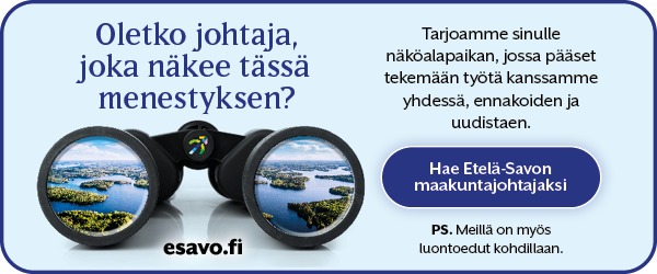 Oletko johtaja, joka näkee tässä menestyksen, teksti ja kehotus hakea maakuntajohtajaksi.