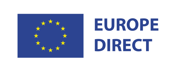 Europe Direct-teksti ja EU-lippu.