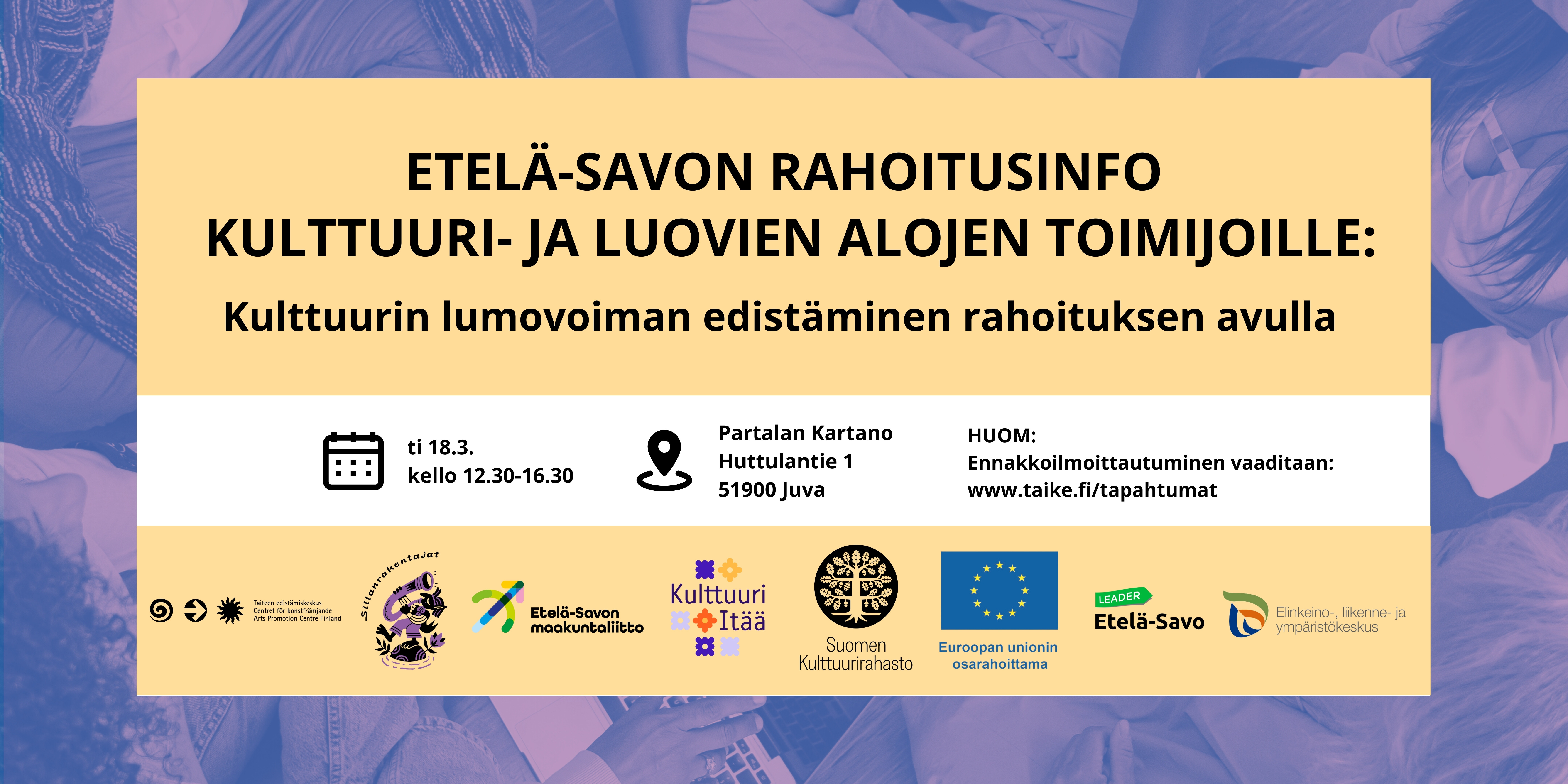 Kuvassa lukee tapahtuman aika ja paikka